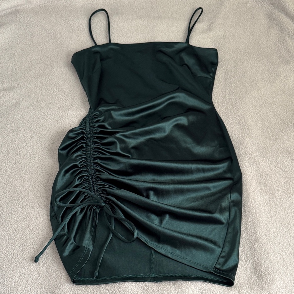 Windsor Dark Green Satin Mini Dress
